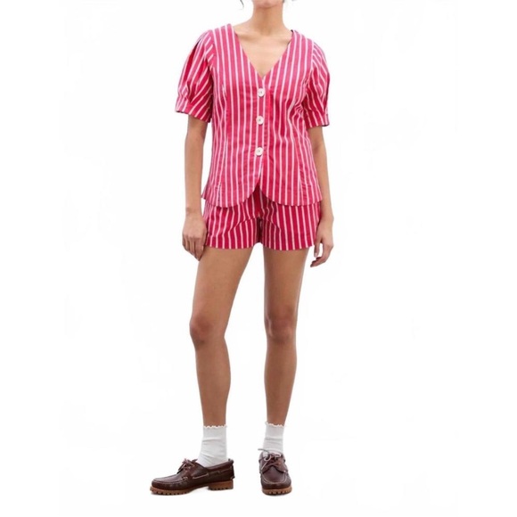 NWT! Anthropologie Damson Madder Shell Linen Blend Puff-Sleeve Blouse - Size 2 🏆 - Picture 11 of 16